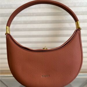 Songmont Brown Leather Hobo Bag with crossbody strap